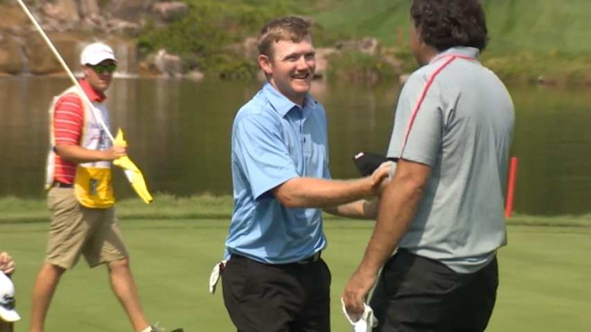 Six players are tied for the lead after 18 holes at the Wildfire Invitational