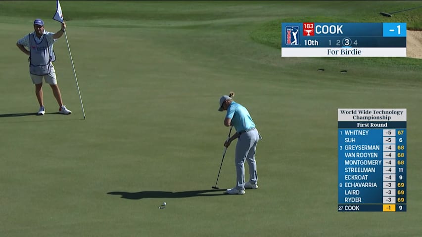 Austin Cook buries short birdie putt at World Wide Technology