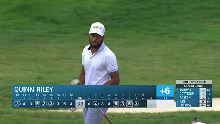 Quinn Riley holes birdie on No. 8 at John Deere