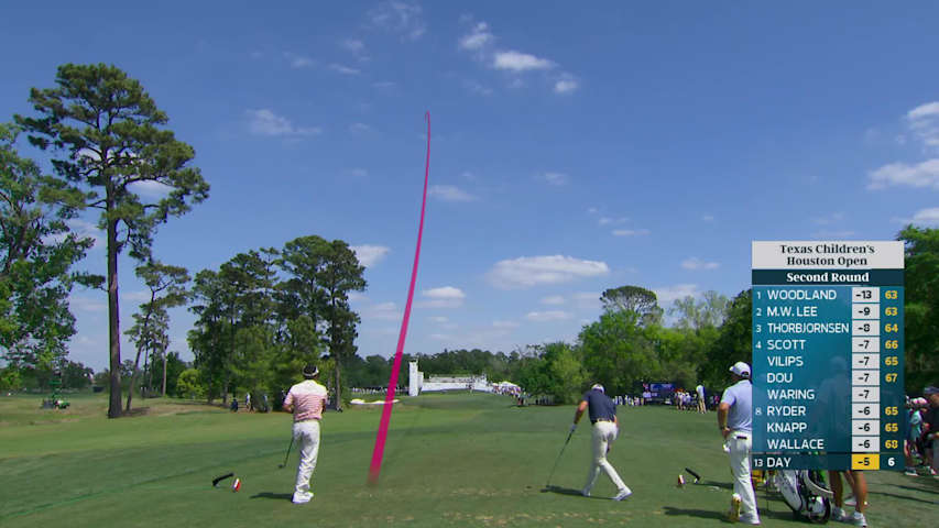 Jason Day pours in 22-foot birdie putt on No. 7 at Texas Children's