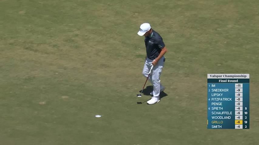 Emiliano Grillo sinks 6-foot birdie putt on No. 14 at Valspar