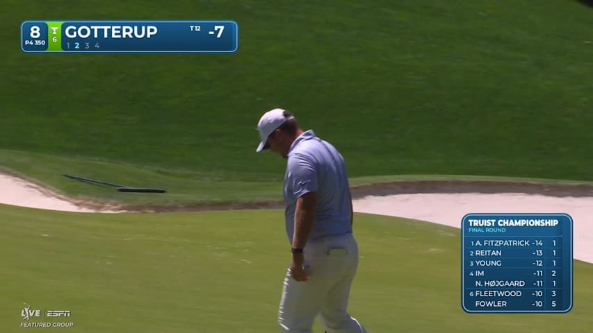 Chris Gotterup drains 7-foot birdie putt on No. 8 at Truist Championship