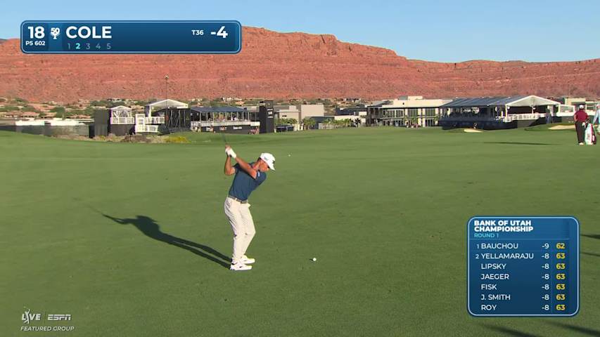 Eric Cole drains 5-foot putt for birdie on No. 18 at Bank of Utah