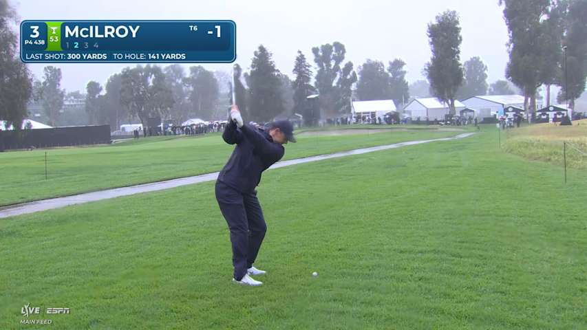 Rory McIlroy hits 137-yard approach to 13 feet, sets up birdie on No. 3 at The Genesis