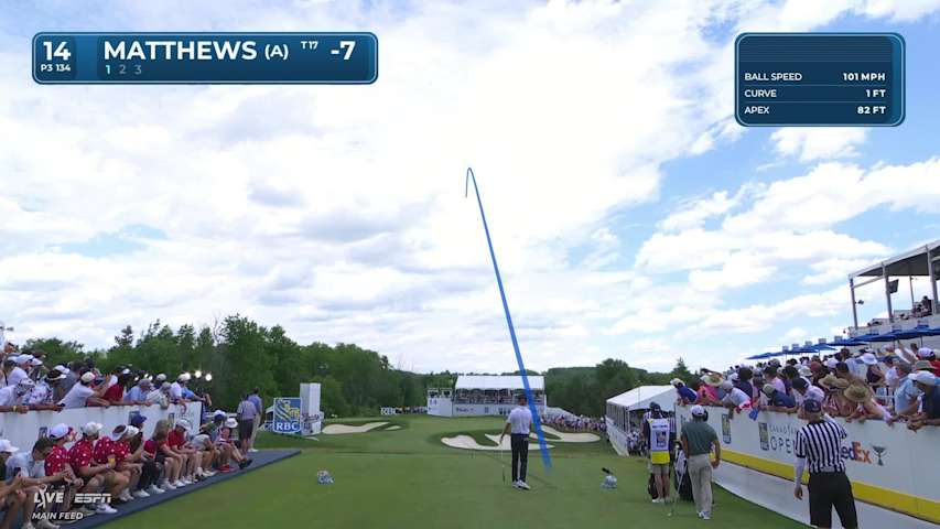 Justin Matthews hits tee shot to 11 feet, sets up birdie on No. 14 at RBC Canadian