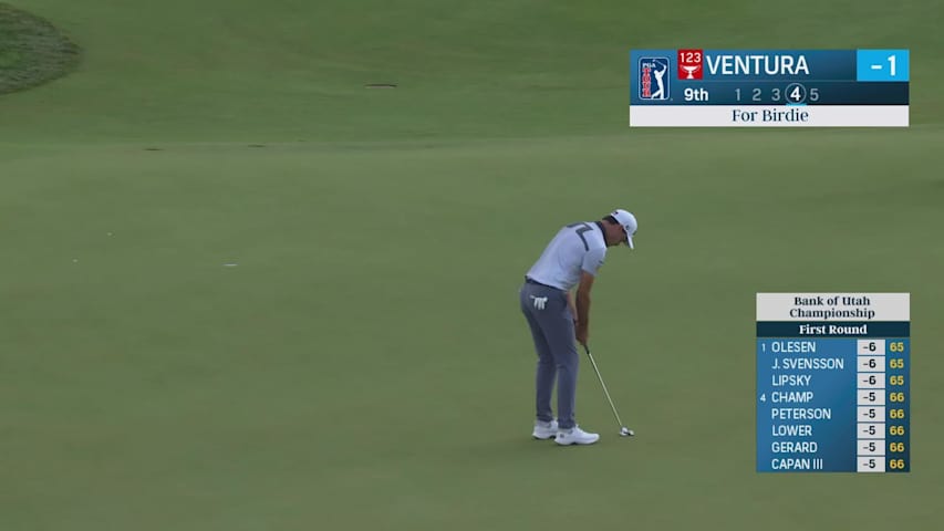 Kristoffer Ventura sinks 30-foot birdie putt on No. 9 at Bank of Utah