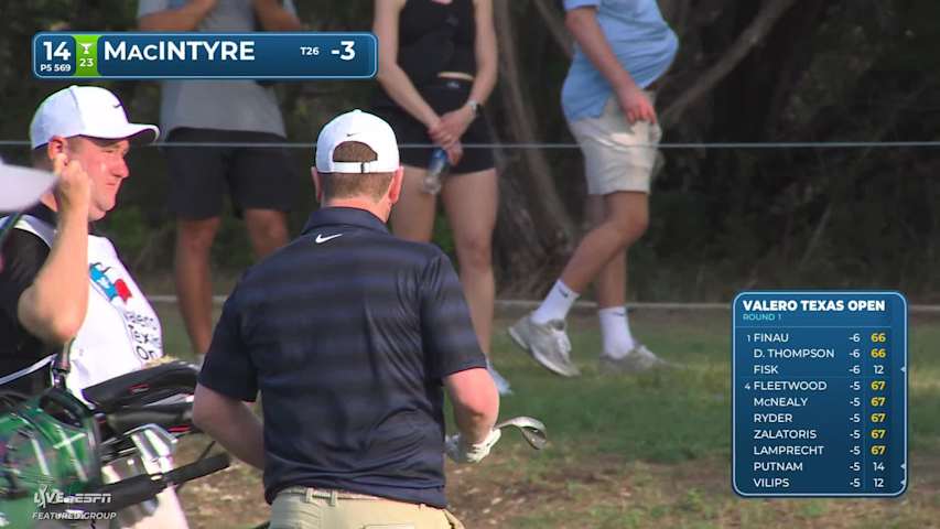Robert MacIntyre drains 17-inch birdie putt on No. 14 at Valero