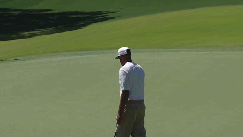 Tony Finau sinks 12-foot birdie putt on No. 2 at Truist Championship