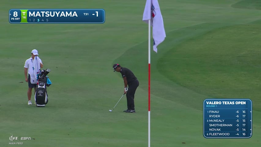 Hideki Matsuyama gets up-and-down from 16 feet for birdie on No. 8 at Valero