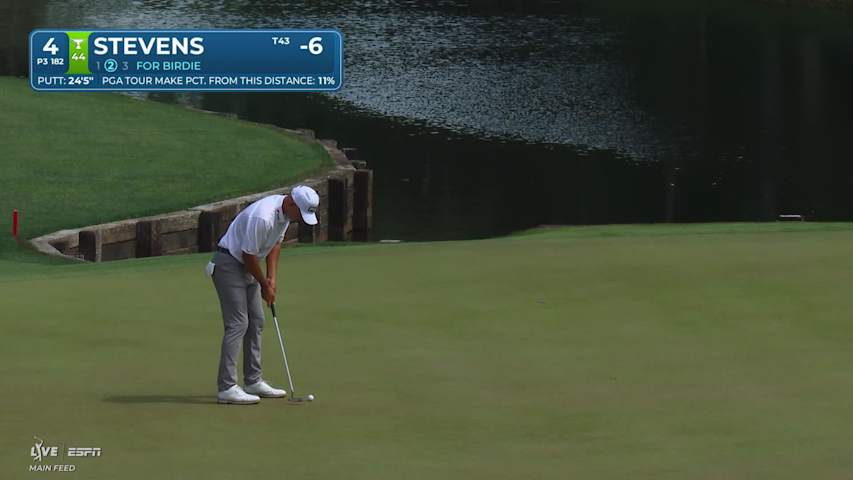 Sam Stevens sinks 24-foot birdie putt on No. 4 at RBC Heritage