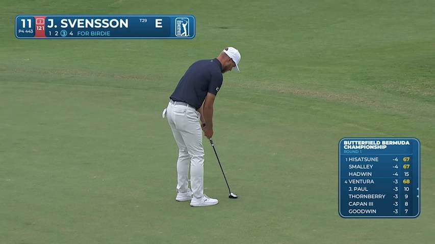 Jesper Svensson makes birdie on No. 11 at Butterfield Bermuda