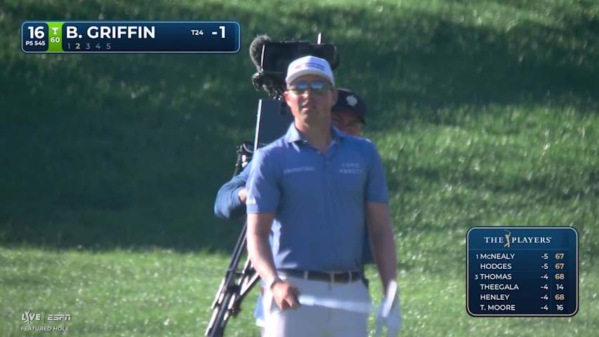 Ben Griffin hits 228-yard approach to 52 feet, sets up birdie on No. 16 at THE PLAYERS