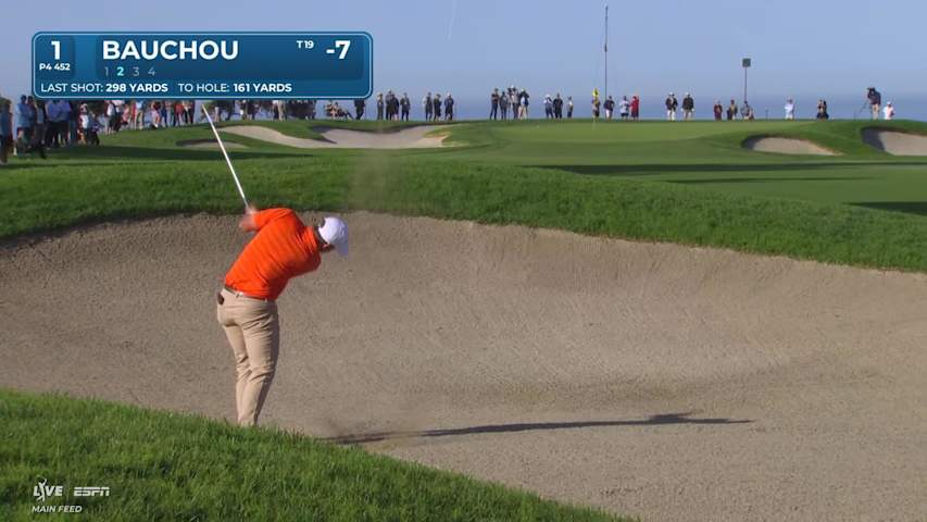 Zachary Bauchou hits 164-yard approach from bunker to 13 feet, sets up birdie at Farmers