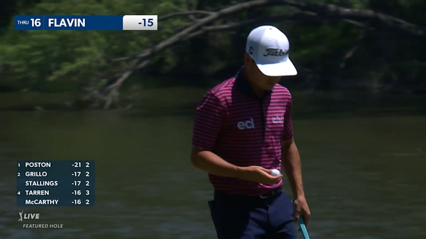Patrick Flavin rolls in nice birdie putt on No. 16 at John Deere