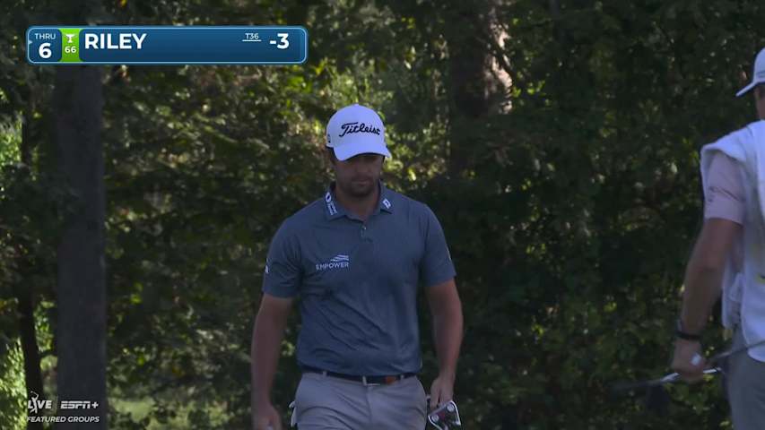 Davis Riley sinks 5-foot birdie putt on No. 15 at Sanderson Farms