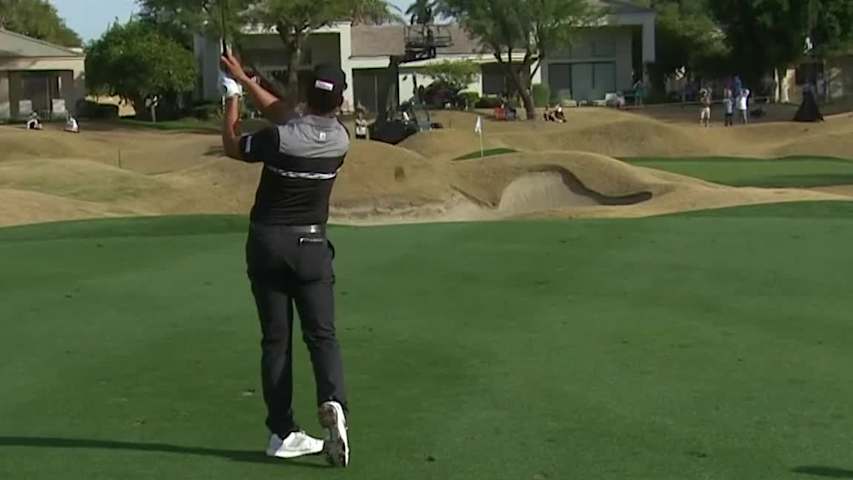 Dominic Bozzelli birdies No. 14 at Desert Classic