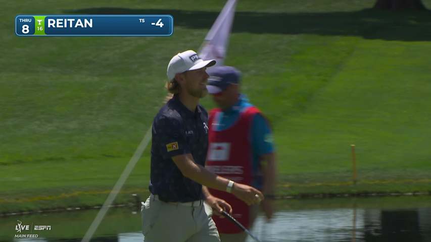 Kristoffer Reitan sinks 9-foot birdie putt on No. 8 at Travelers