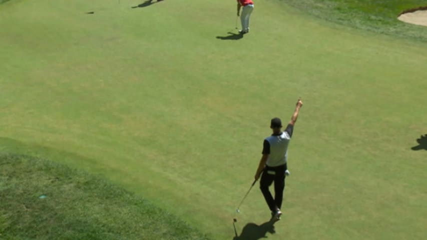 Tyler Aldridge navigates his lengthy putt for birdie at RBC Canadian