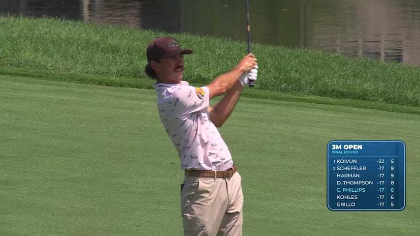 Chandler Phillips gets up-and-down from 93 yards for birdie on No. 7 at 3M Open
