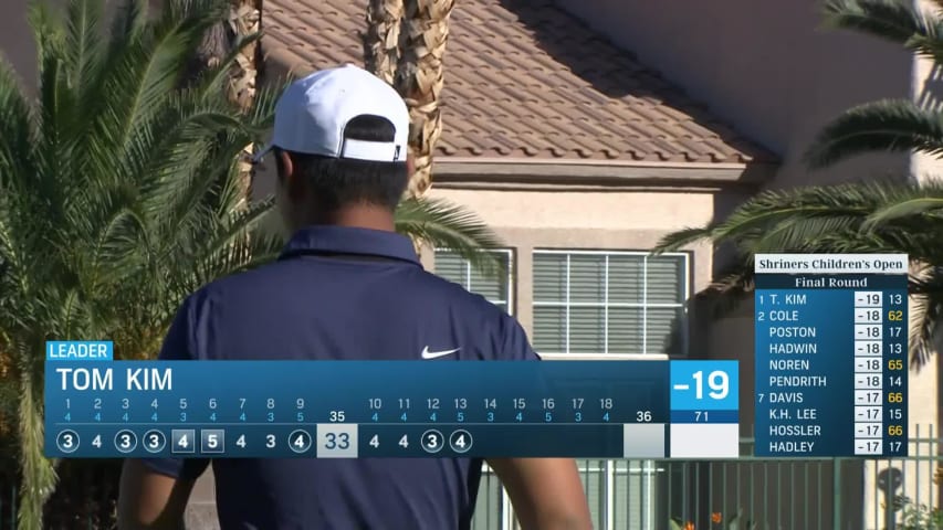 Tom Kim navigates No. 13 for birdie at Shriners Children's Open