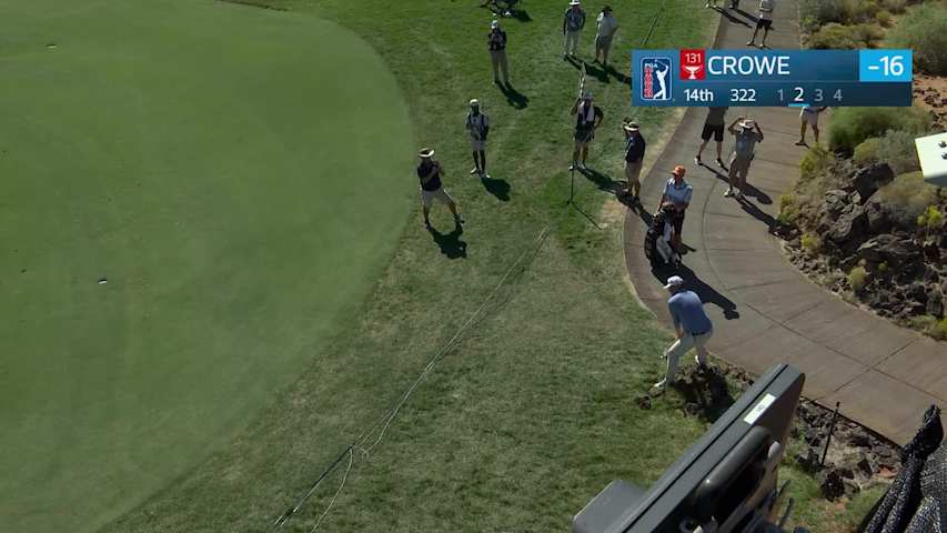 Trace Crowe holes 20-foot approach for birdie on No. 14 at Bank of Utah