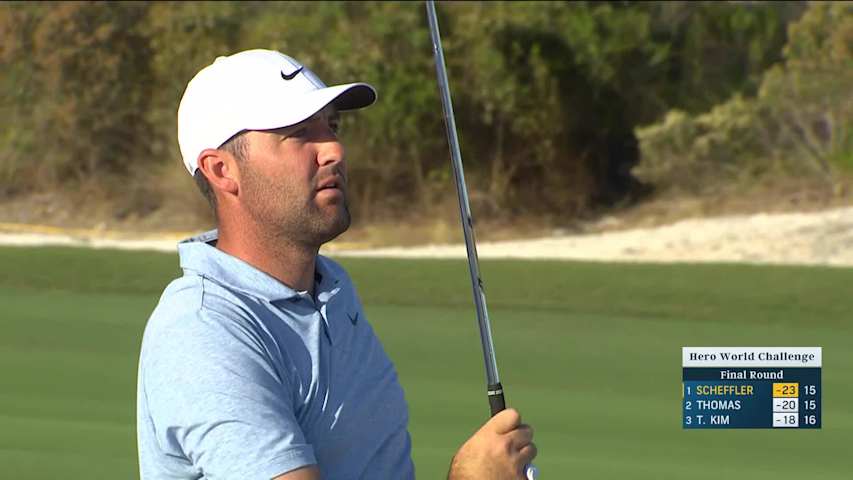 Scottie Scheffler makes birdie on No. 16 at Hero World Challenge