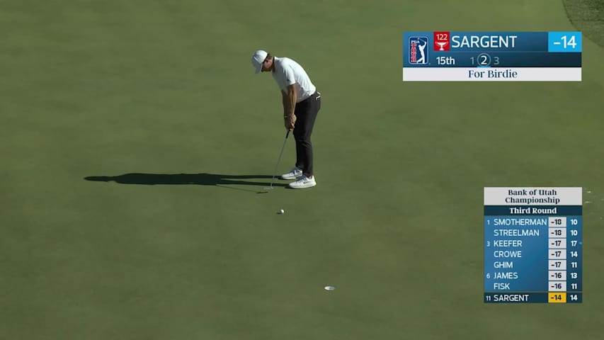 Gordon Sargent sinks 11-foot birdie putt on No. 15 at Bank of Utah