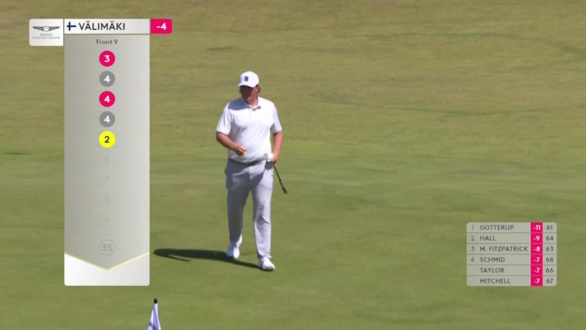 Sami Valimaki sinks a 81-foot eagle putt on No. 5 at Genesis Scottish Open