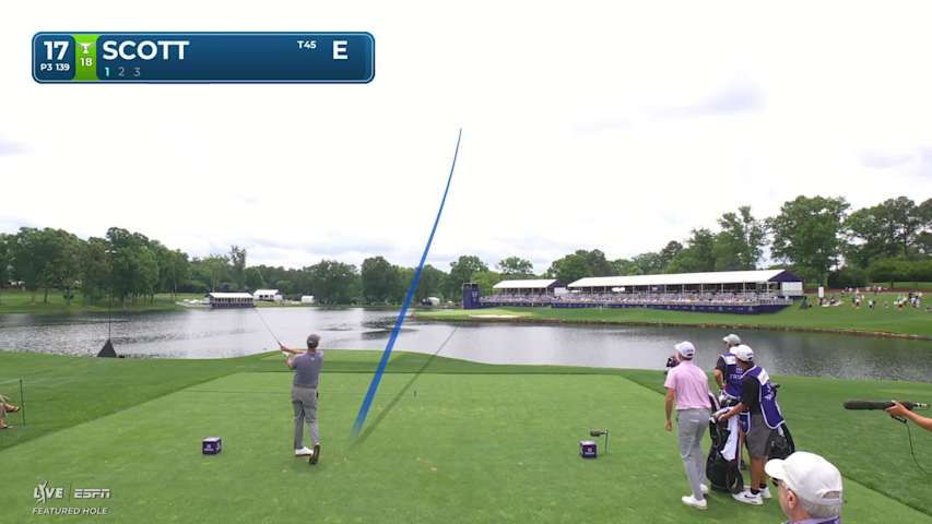 Adam Scott hits tee shot to 3 feet, sets up birdie on No. 17 at Truist Championship