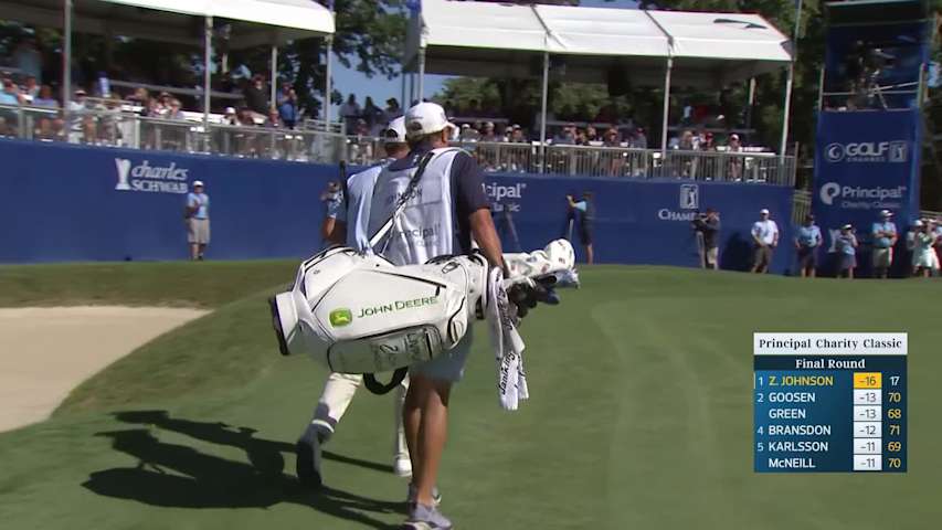 Zach Johnson makes birdie on No. 18 at Principal Charity Classic