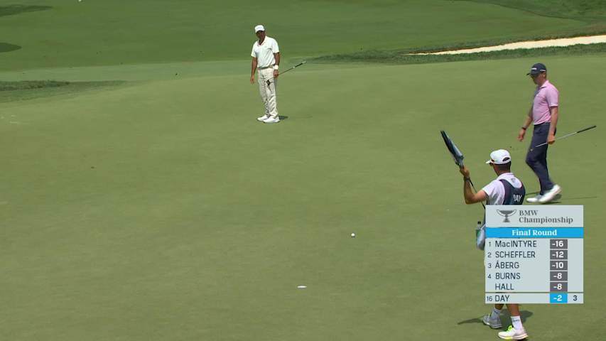 Jason Day rolls in long birdie on No. 4 at BMW Championship