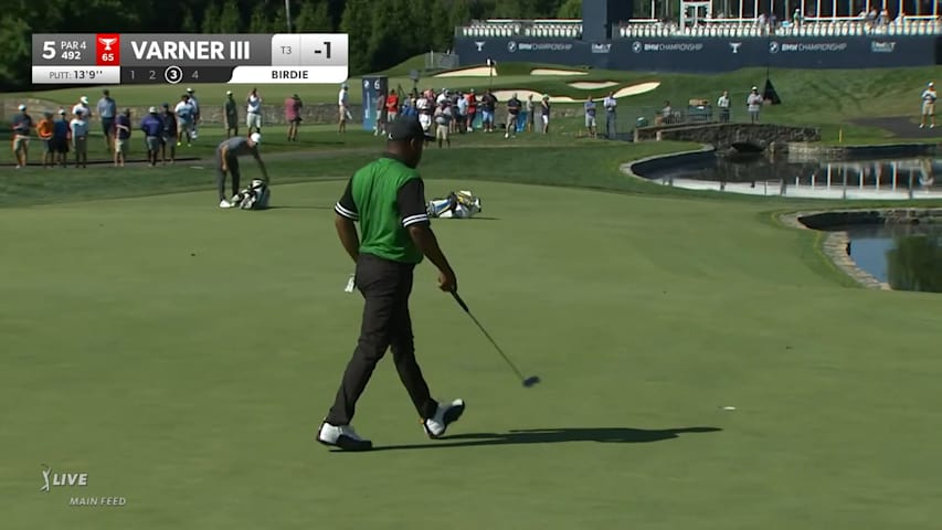 Harold Varner III makes 13-foot putt for birdie at BMW Championship