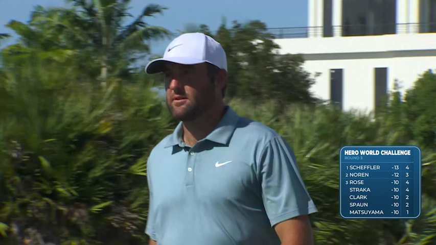 Scottie Scheffler sinks 18-foot birdie putt on No. 4 at Hero World Challenge
