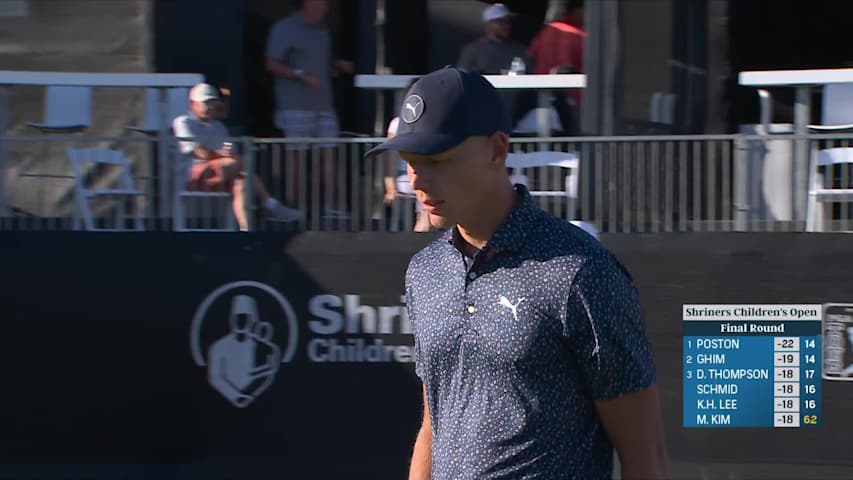 Matti Schmid throws a dart to set up birdie at Shriners Children's Open