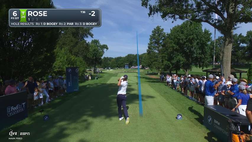 Justin Rose holes 23-foot approach for birdie on No. 6 at BMW Championship