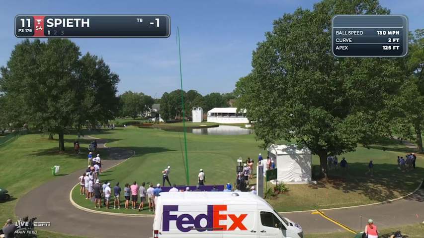 Jordan Spieth sinks 41-foot birdie putt on No. 11 at FedEx St. Jude