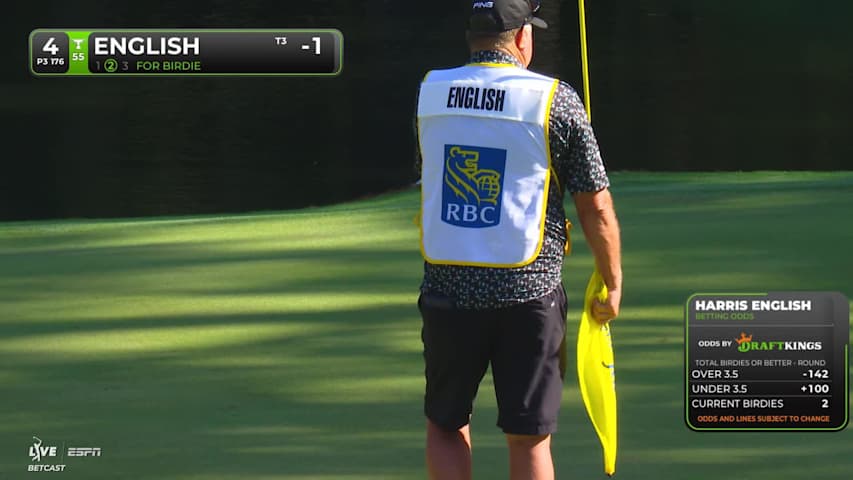 Harris English sinks a 23-foot birdie putt on No. 4 at RBC Heritage