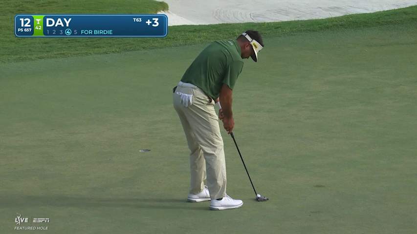 Jason Day sinks 9-foot putt for birdie on No. 12 at Cadillac
