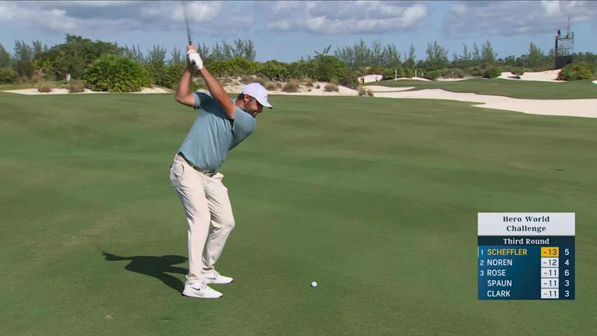 Scottie Scheffler makes 3-foot birdie putt on No. 6 at Hero World Challenge