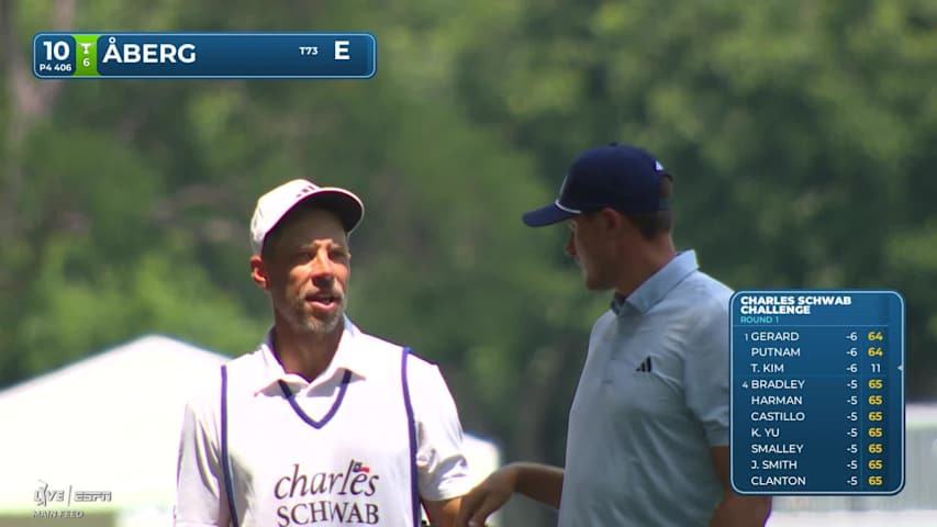 Ludvig Åberg sinks 23-foot birdie putt on No. 10 at Charles Schwab