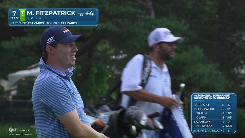 Matt Fitzpatrick drains 5-foot putt for birdie on No. 7 at the Memorial