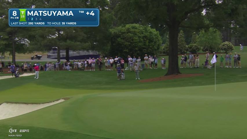 Hideki Matsuyama drains 5-foot putt for birdie on No. 8 at Truist Championship