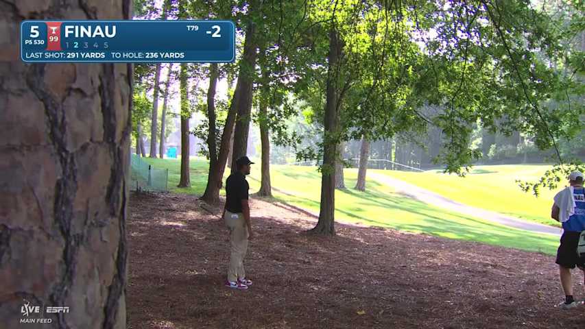 Tony Finau sinks 13-foot eagle putt on No. 5 at Wyndham
