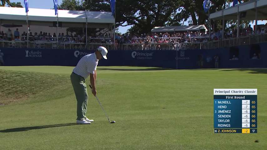 Zach Johnson makes birdie on No. 18 at Principal Charity Classic