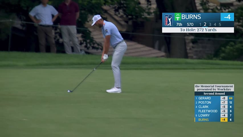 Sam Burns reaches par-5 No. 7 in two, makes eagle at the Memorial
