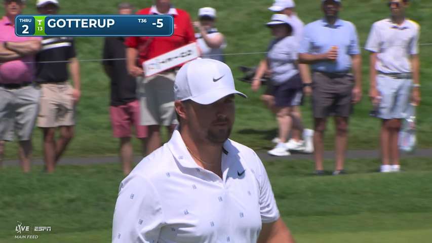 Chris Gotterup sinks 16-foot birdie putt on No. 2 at Travelers