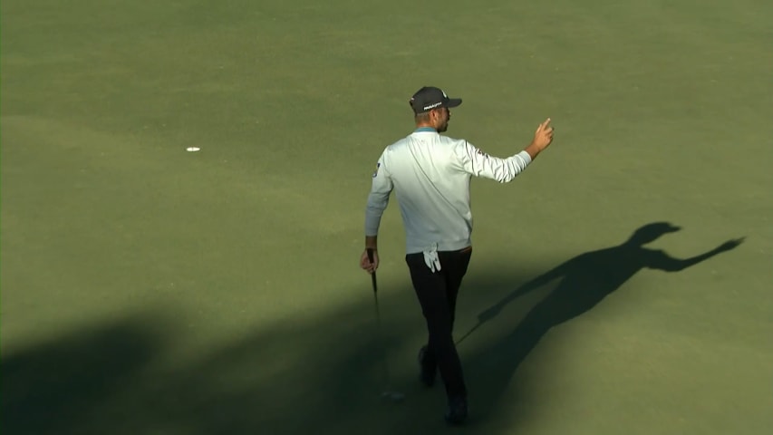 Adam Svensson drains a 25-foot birdie putt at Sanderson Farms