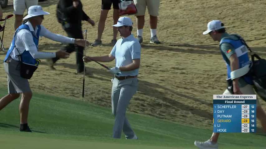Ryan Gerard sinks 3-foot birdie putt on No. 16 at The American Express