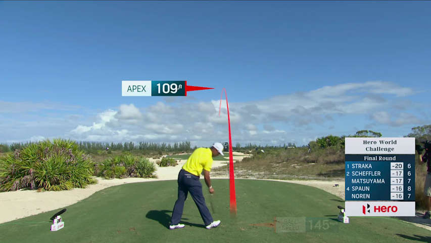 Hideki Matsuyama pours in 29-foot birdie putt on No. 8 at Hero World Challenge