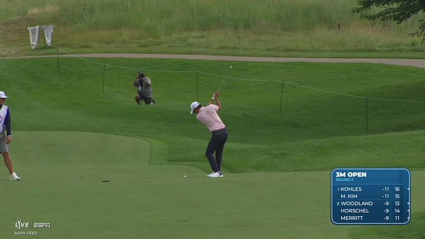 Michael Kim's 129-yard approach sets up birdie on No. 16 at 3M Open